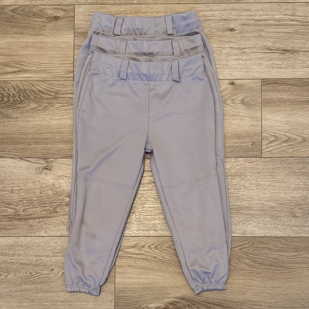 Bundle of 3 Easton Youth Large Baseball Pants, Grey